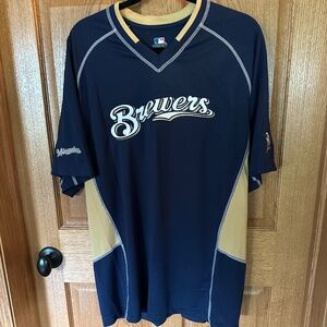 Milwaukee Brewers Blue/Gold Jersey.  New without tags.  Size L.